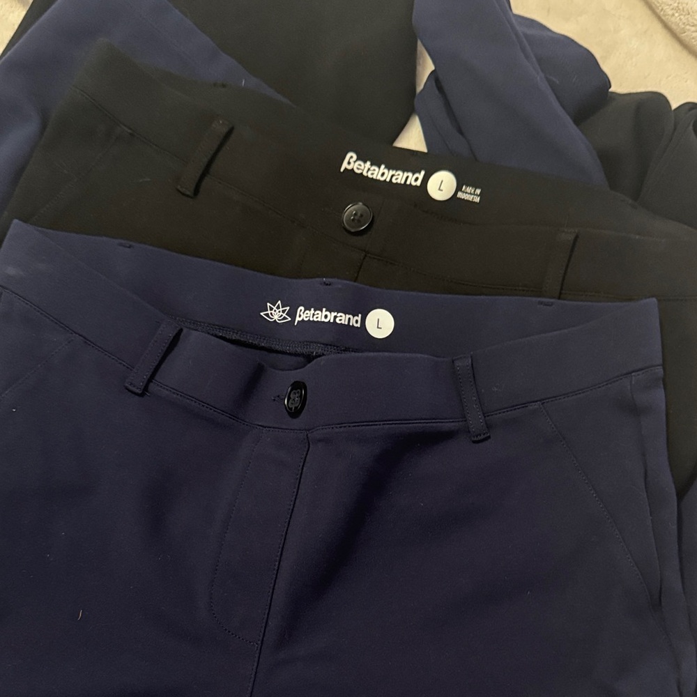 Betabrand Classic Black and Navy Flare Pants